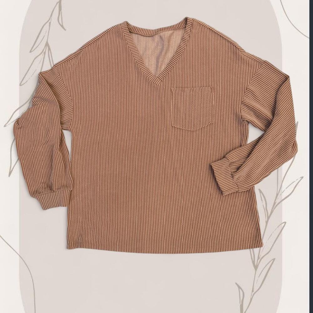 Brown striped long sleeve top
